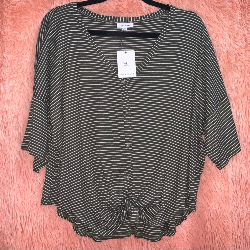 Striped flowy Knot Top